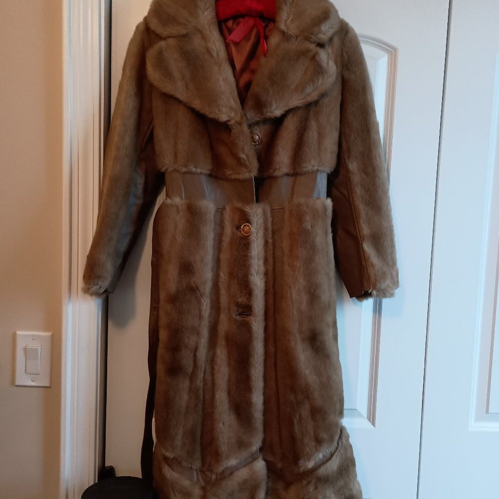 JET SET OF CALIFORNIA LEATHER AND FAUX MINK COAT